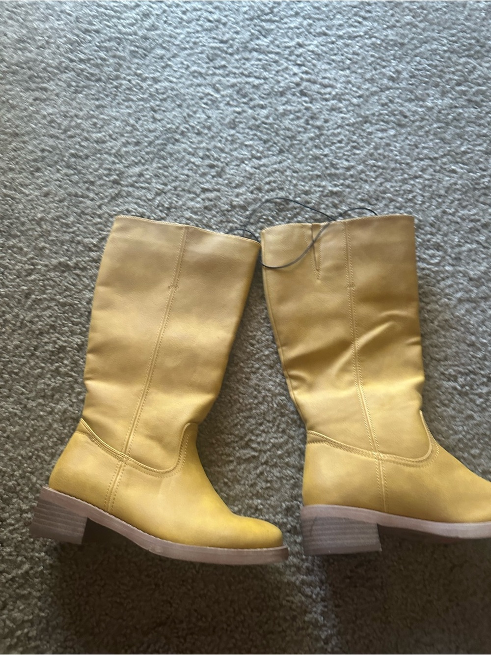 Mustard Yellow Mid-Calf Leather Boots